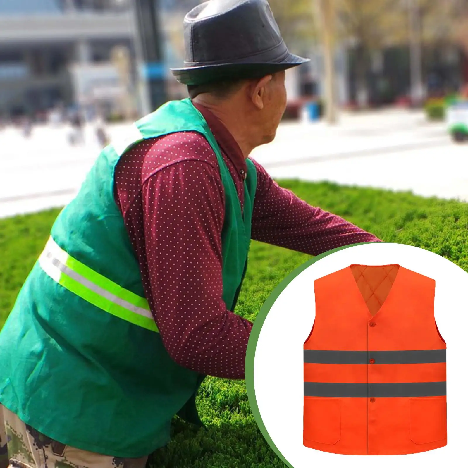 

Reflective Safety Vest Winter Warm High Visibility Mesh Breathable Jacket with Pockets for Biking Warehouse Staff