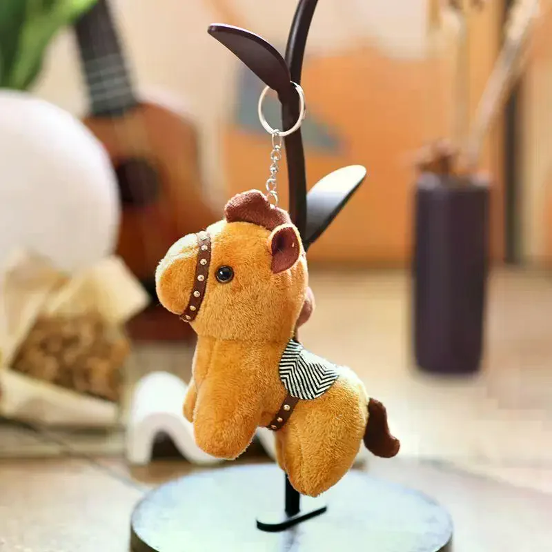 [JT] 1 unidad de lindo llavero de peluche de caballo pony, colgante de animal de peluche para adornos de mochila, juguete de regalo para niños