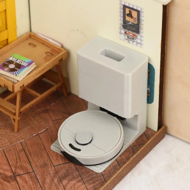 Miniature Sweeper Ornament 1:12 Dollhouse Mini Robot Vacuum Cleaner Model Dollhouse Living Room Scene Decor Pretend Play Toys