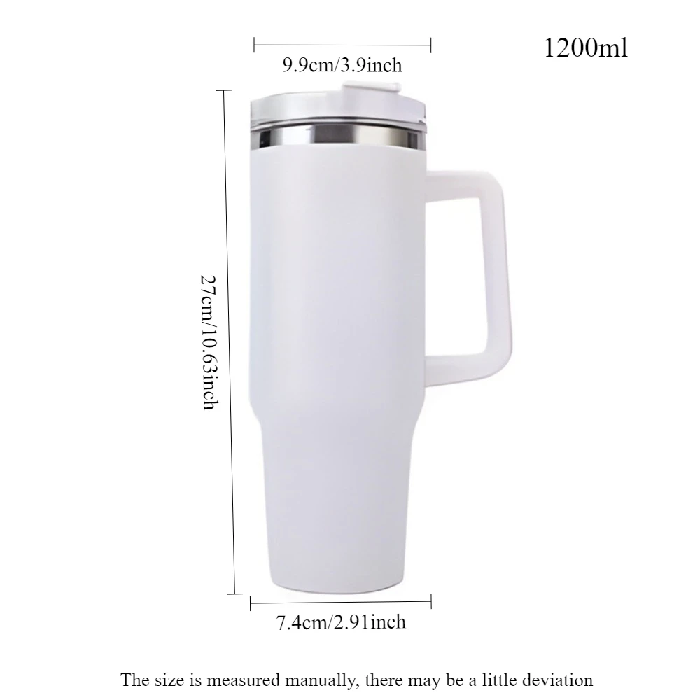 1200ML Metal Vacuum Insulated Cup Stainless Steel Portable Water Cup Refrigerated Vacuum Insulated Straw Leak-proof Lid