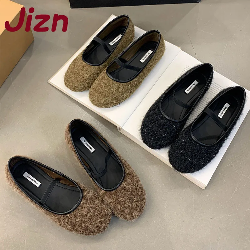 2025年新作-ラウンドトゥ-レディース-フラットシューズ-スリッポン-浅履き-ファッション-フロック-女性用-バレエシューズ-ダンスシューズ