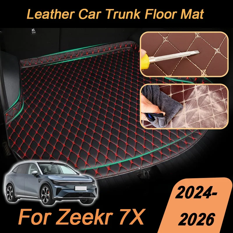 Car Leather Trunk For Zeekr 7X Accessories 2024 2025 2026 Cargo Mat Floor Cover Storage Carpet Pad All-Weather Liner Waterproof