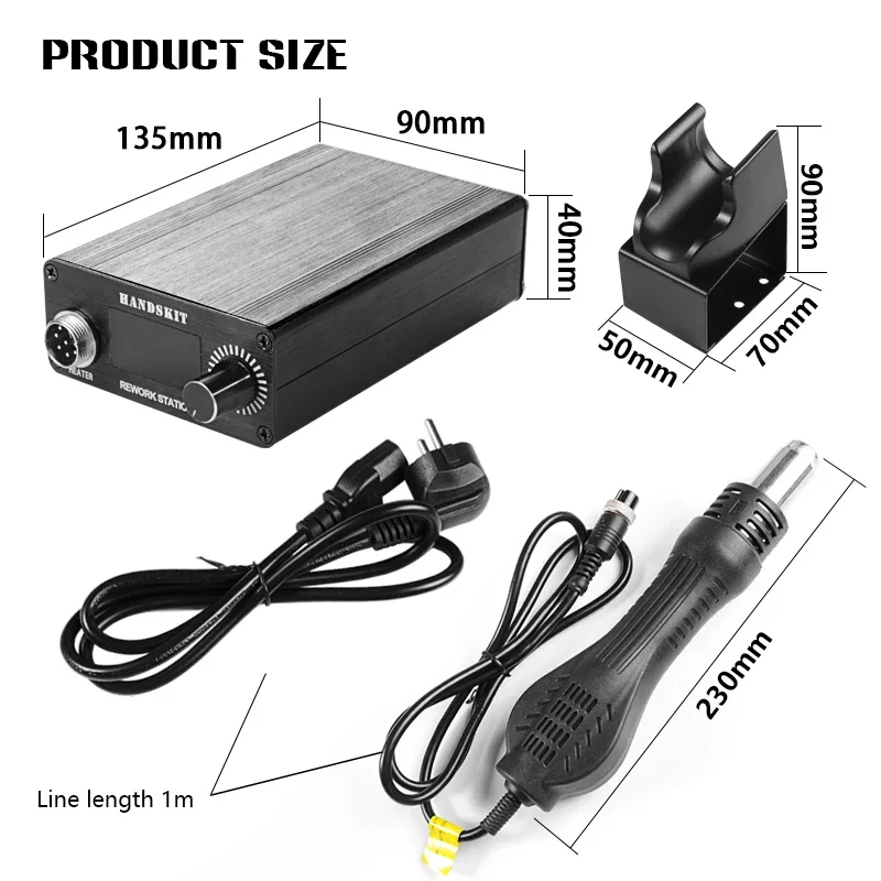 Handskit Micro Rework Station 700W LCD Digital Adjustable Temperture Hot Air Soldering Welding With 7 Nozzles