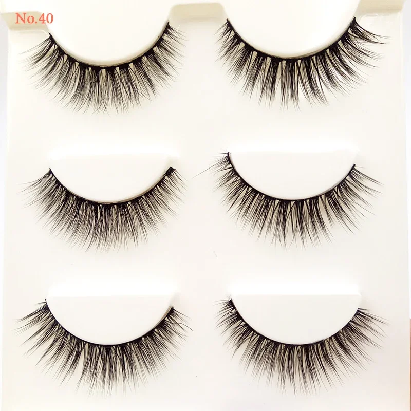 3 paires/ensemble fait à la main 3D faux cils Multiple en option maquillage naturel cils épais éclaircir les yeux outils de maquillage