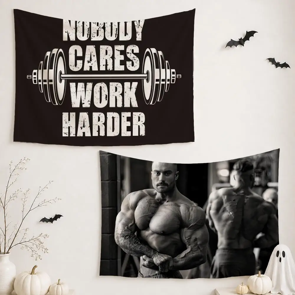 Bodybuilding G-GYM Tapestry Custom Living Bedroom Party Dormitory Interior Wall Bohemian Decoration Attached Clip