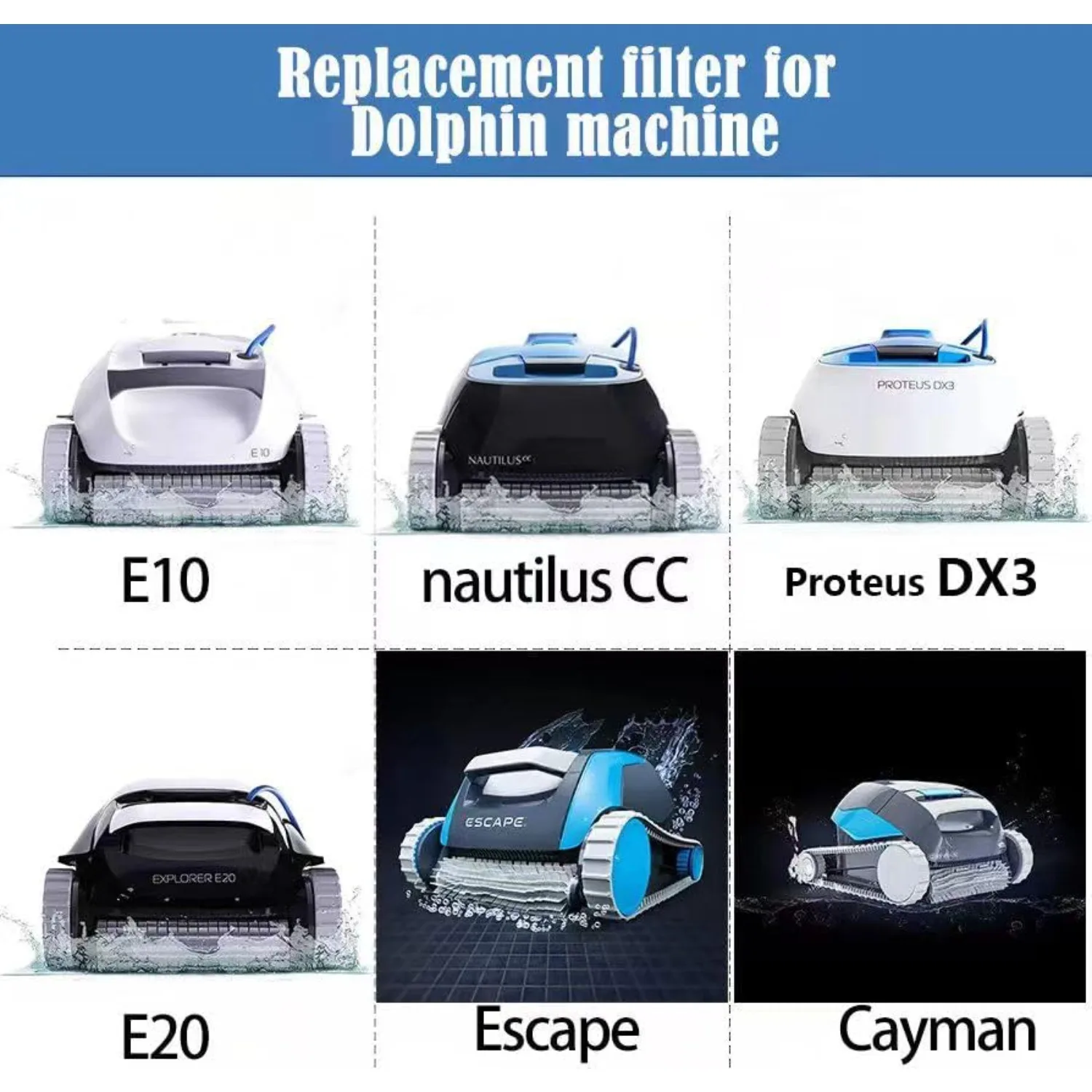 سلة فلتر فائقة الدقة لمنظفات حمام السباحة الروبوتية دولفين S50، S100، Active 15، Echo، Nautilus CC، Encore، E10، E20، Proteus DX3 #4
