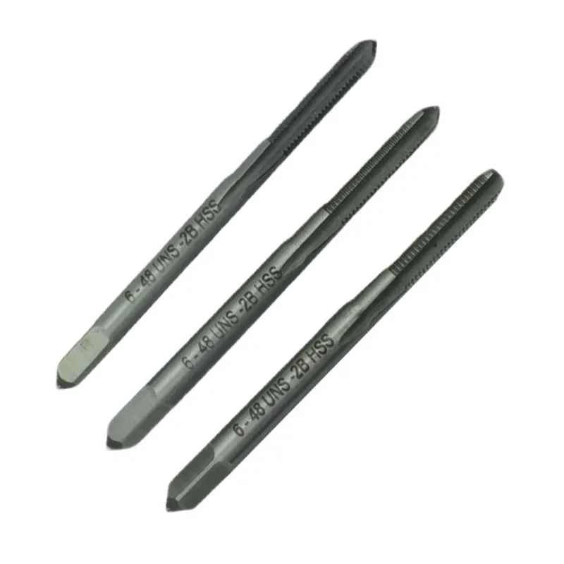 3pcs Hand Tap 6-48 UNS 3-Flutes HSS TAP SET Metalworking Hand Tools