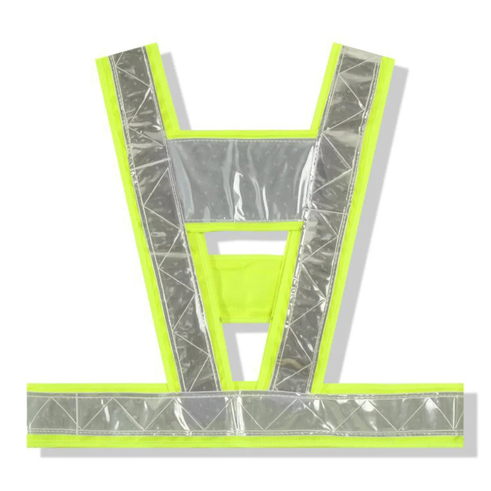 

Reflective Safety Vest Bright Fluorescent Stripes Green White Visibility Day Night for Roadwork Surveyors Emergency Response