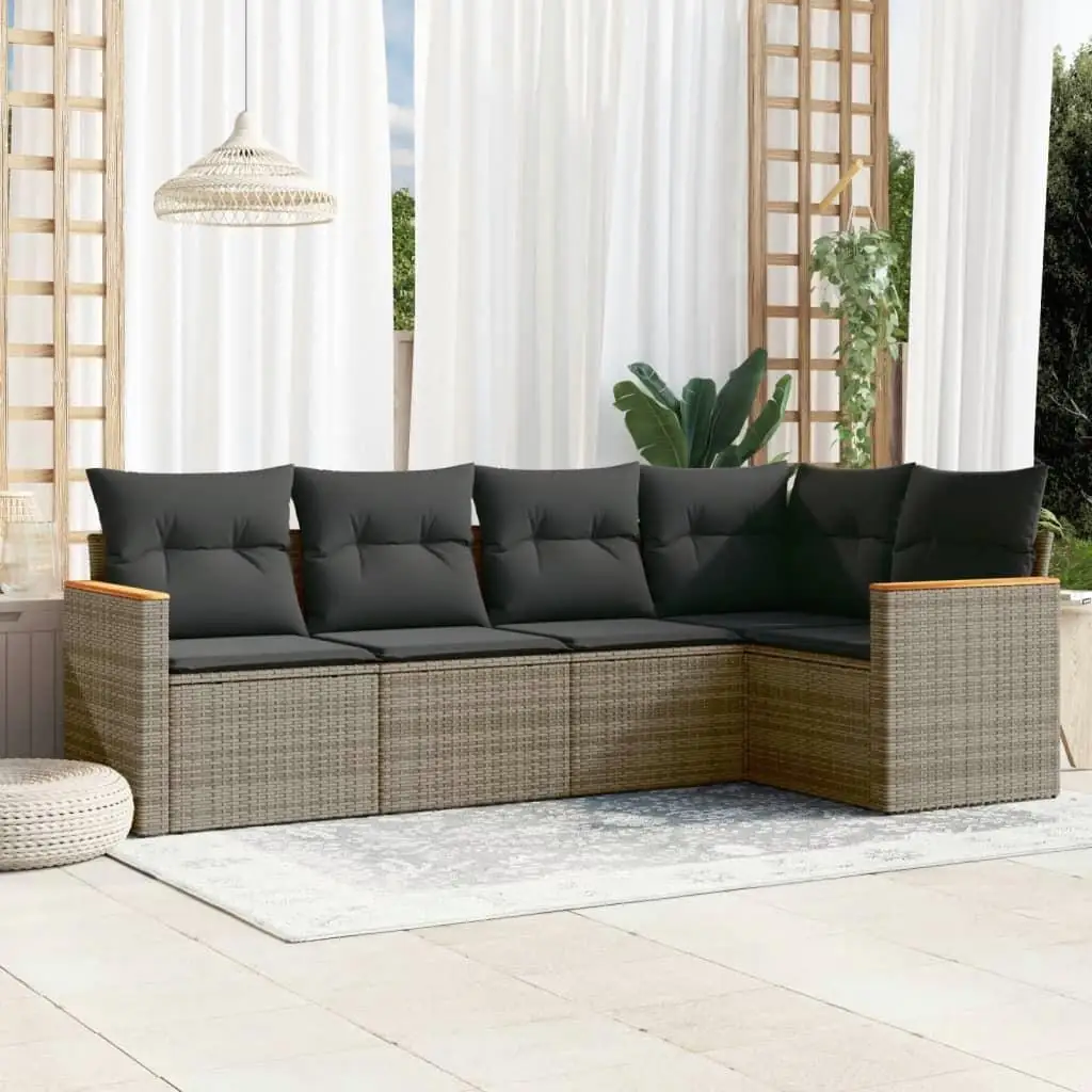 

Cozy Garden Sofa Set Grey with Dark Grey Cushions Comfortable Outdoor Seating Furniture