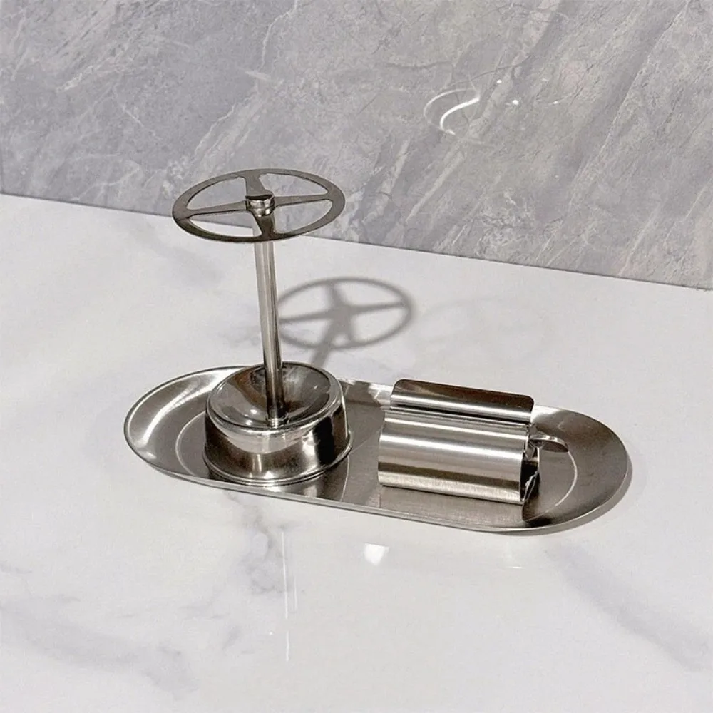 3pcs/Set Stainless Steel Toothbrush Holder Rustproof Multi-Functional Bathroom Storage Shelf Space Saving Toothpaste Rack