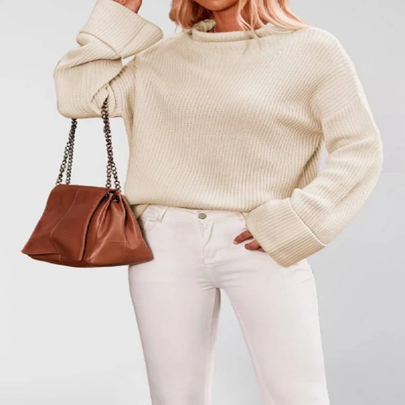 

Women's Autumn Solid-Color Sweater Loose Round-Neck Pullover Casual Knitted Sweater New Winter Clothes Woman Fashion Knitwear