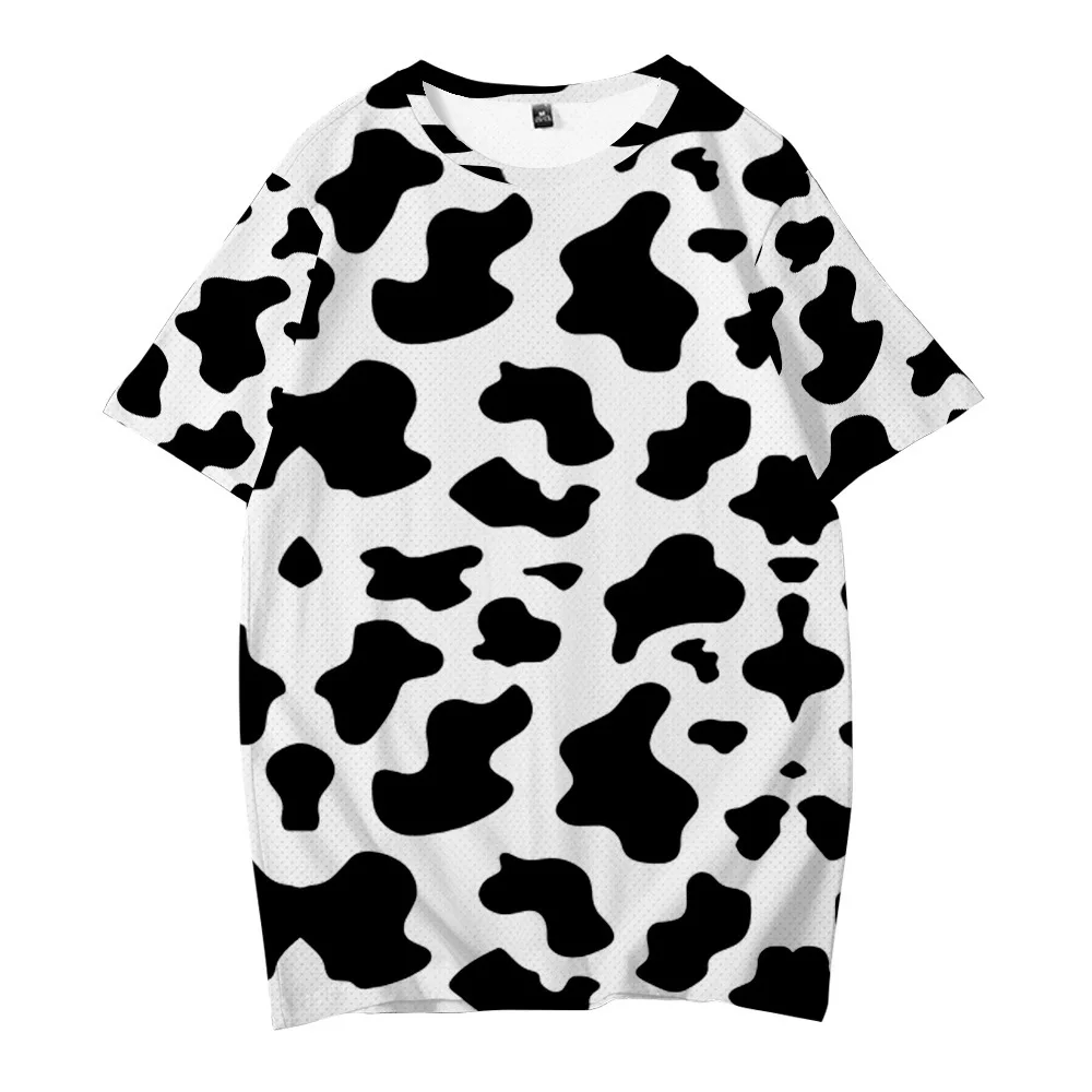 T-shirt et short de Fitness pour hommes, ensemble décontracté, imprimé vache, noir et blanc, costume d\'été 2 pièces