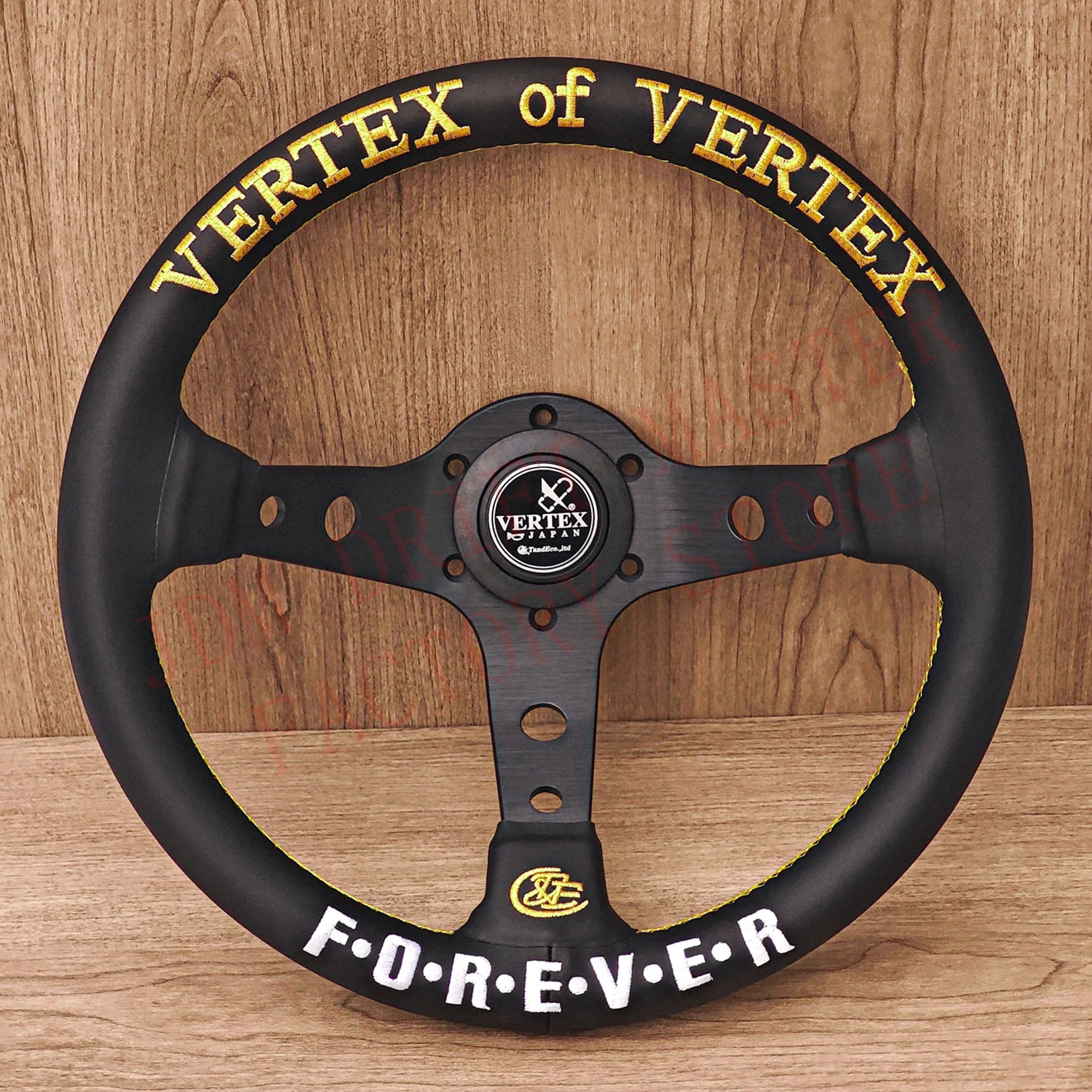 Универсальный JDM Racing 13-дюймовый руль Vertex FOREVER с кожаной вышивкой, спортивный руль для дрифта