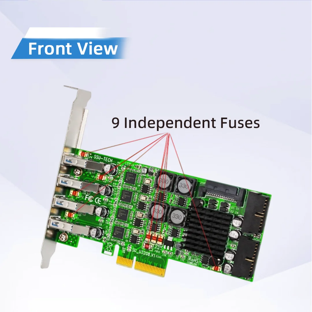 4 Channel NEC Chip PCI-E to USB3.0 Expansion Card 8 Port Independent PCIE USB 3.0 Adapter Card for Industrial Camera Server