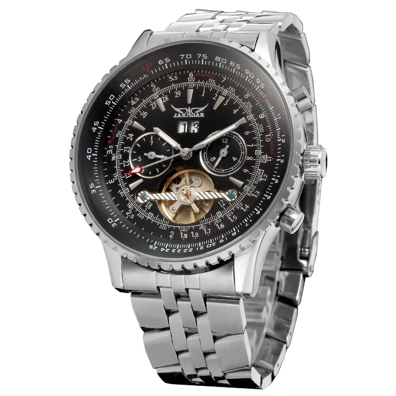 Jaragar 50 mm automatische mechanische Uhr für Herren, multifunktional, Datums-Monats- und Wochenanzeige, 3ATM wasserdicht, Business-Casual-Stil 4