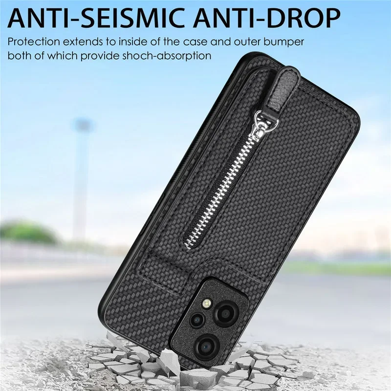 For Xiaomi 14T Pro 14 T Carbon Fiber Leather Wallet Card Holder Zipper Phone Case for Xiaomi Mi 14TPro Stand Flip Cover Shell