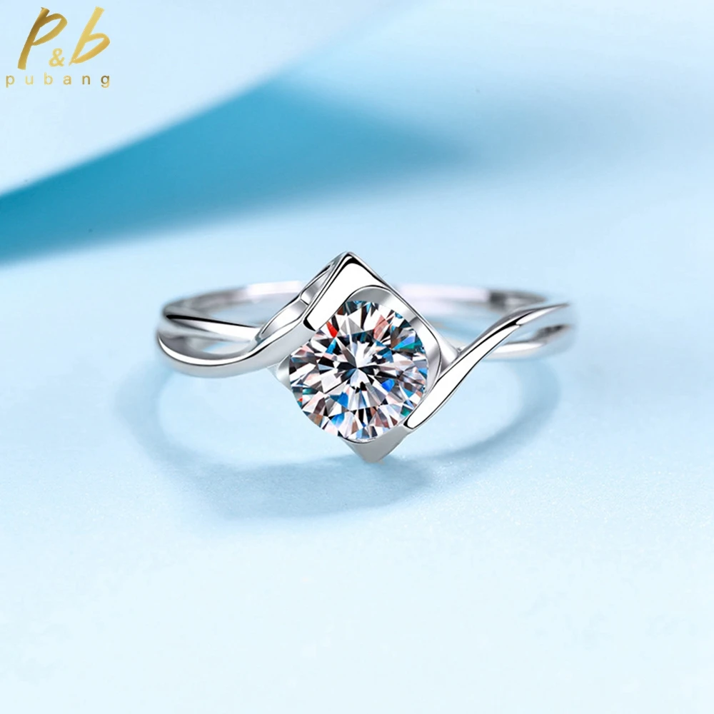 

PuBang Fine Jewelry Real 925 Sterling Silver Moissanite Diamond Ring for Women Wedding Engagement Anniversary Gift Free Shipping