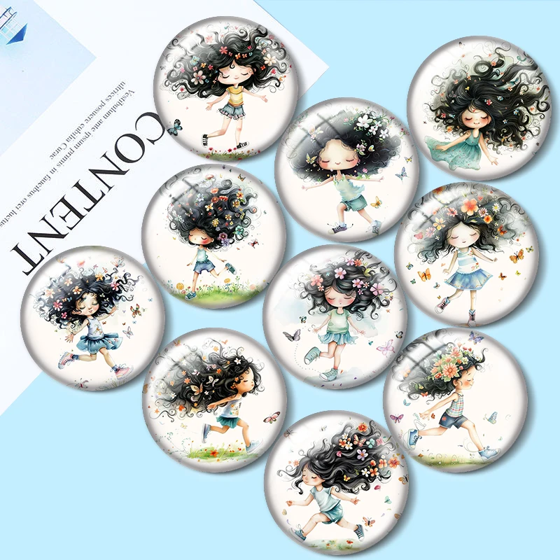 

Cute Bicycle Girl 12/18/20/25mm glass cabochon bracelet pendant rings for jewelry demo earrings back Making findings