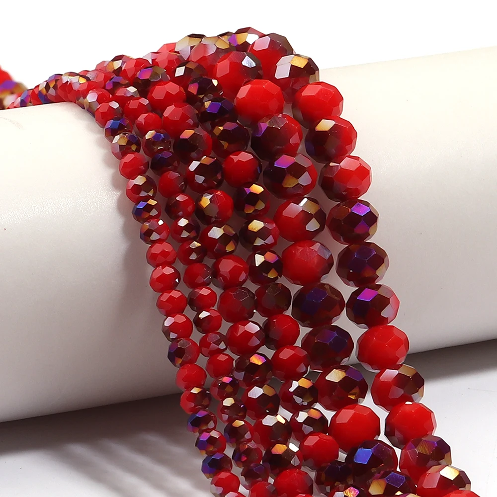 1 Strang facettierte Kristallperlen, rot-lila Glasperlen, lose Perlen für die Schmuckherstellung, DIY-Bastelarbeiten, Armbänder, Halsketten, Zubehör, 4/6/8 mm