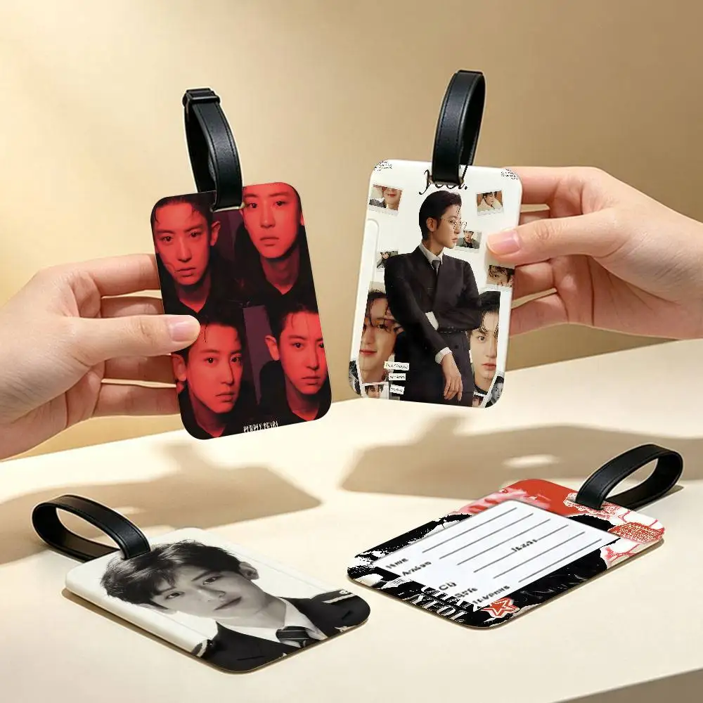 E-EXO P-Park C-Chanyeol Anti lost Travel Luggage Tag PVC ID Information Card Holder Baggage Name Label For Outdoor Trip