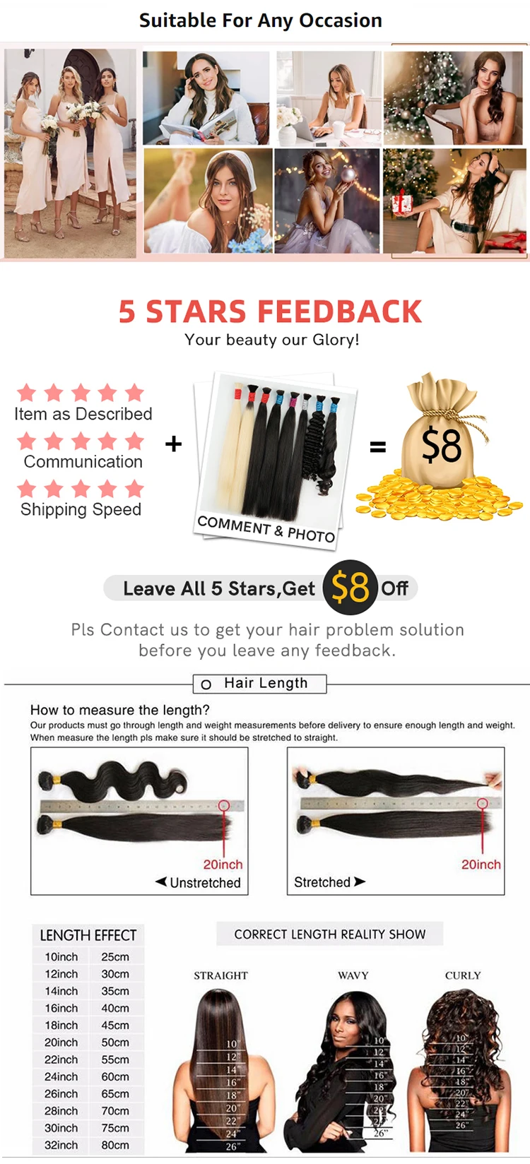 Colored Straight Human Hair Bulk for Braiding reference detail