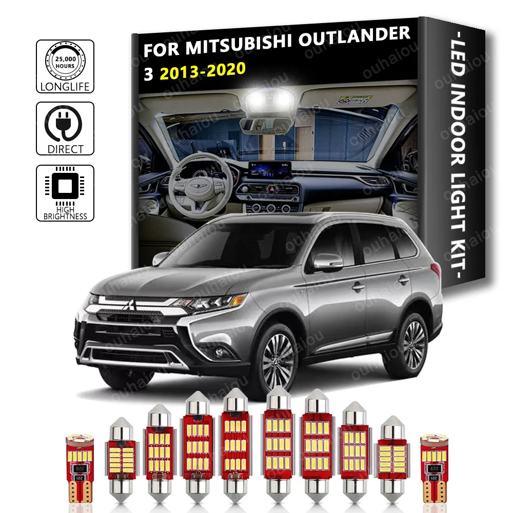 

11Pcs Interior LED For Mitsubishi Outlander 3 2013-2020 Canbus Vehicle Bulb Indoor Dome Map Reading Trunk Light Auto Kit