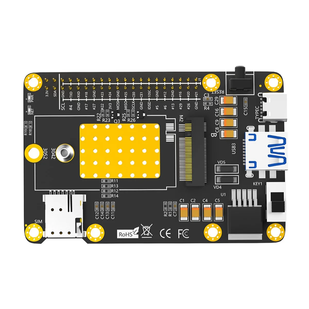 IYBBW-4G/5G Base HAT M.2 B Key to USB3.0 Expansion Card with SIM Slot for Raspberry Pi 5 for RM500Q RM500U GM800 SIM8200