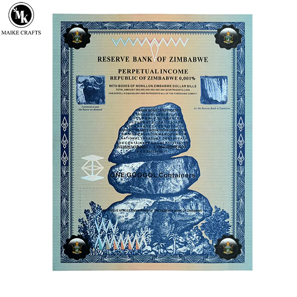

2008 Zimbabwe Banknotes One Googol Containers Certificate Paper Money with Exquisite Gift Box