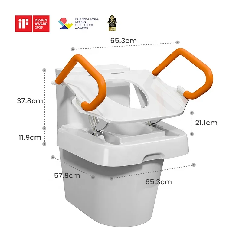 Electric Toilet Seat Lift Adjustable Height Bathroom Mobility Support Chair for Seniors Disabled Pregnant Use
