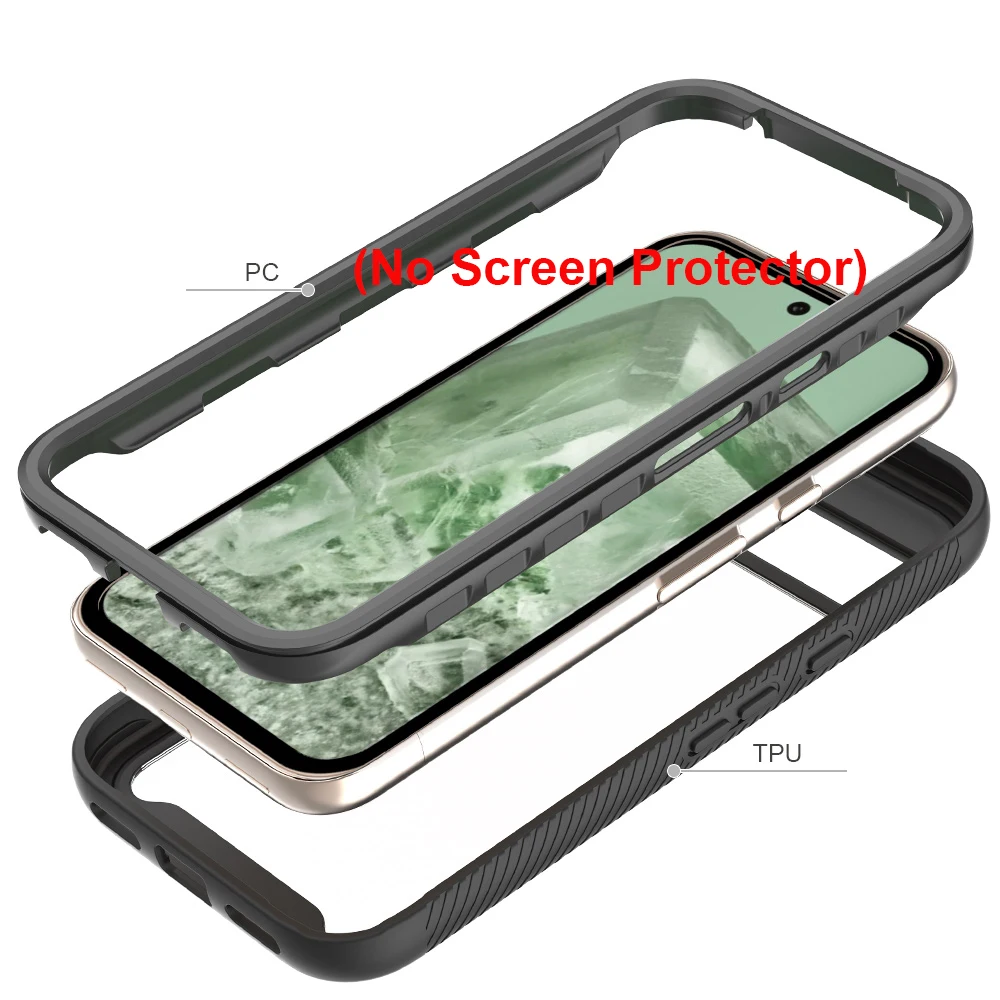 Hybrid Rugged Armor Shockproof Case For Google Pixel 8A 7A 6A 6 7 8 Pro TPU Bumper Transparent Acrylic Hard Plastic Back Cover