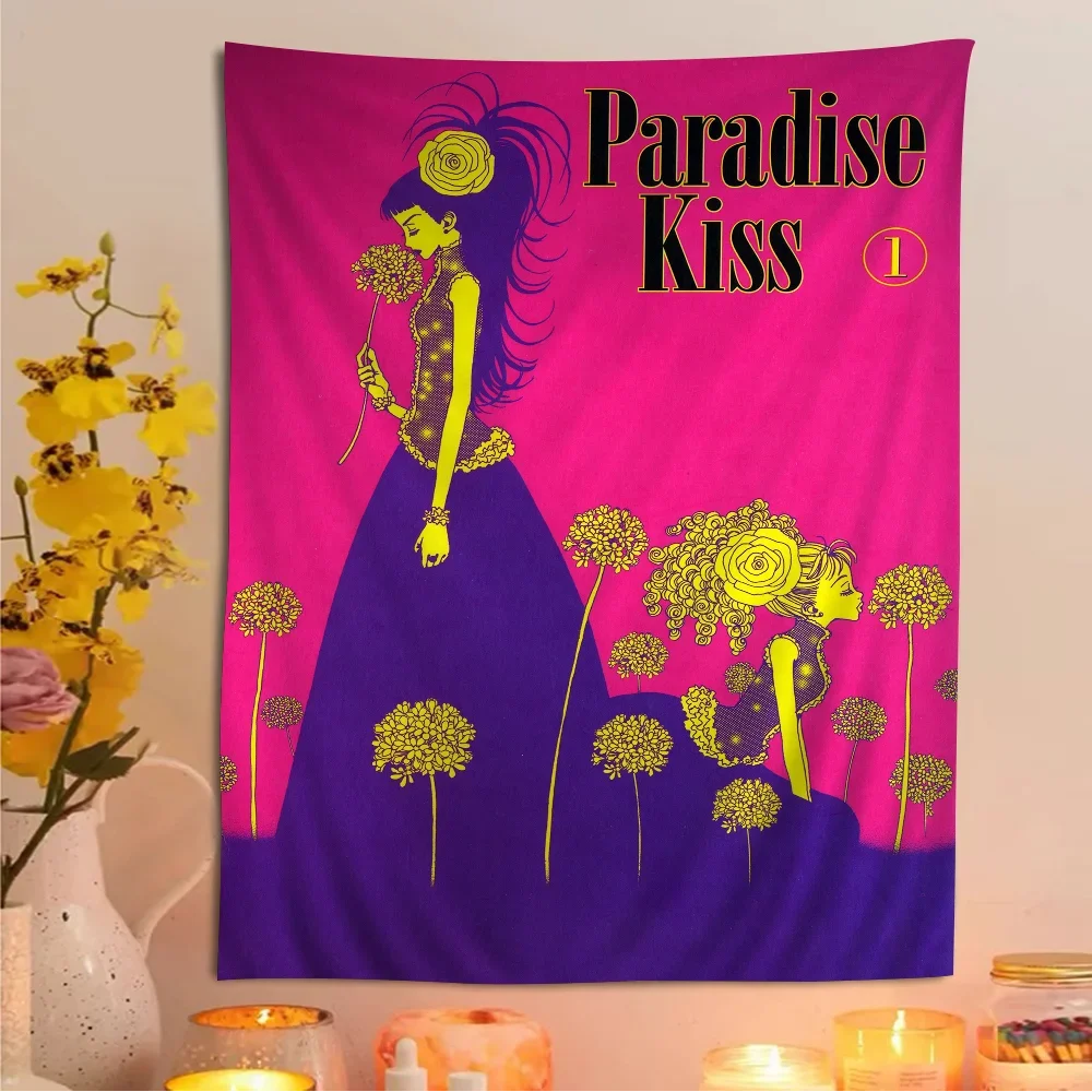 

Paradise Kiss Anime Anime Tapestry Hippie Flower Wall Carpets Dorm Decor Cheap Hippie Wall Hanging