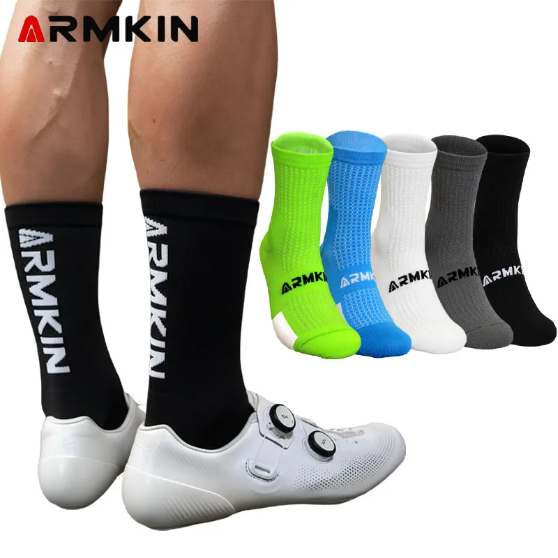 1 Pair ARMKIN New Men/Women Cycling Socks Bike Compression Road Bike Running Mtb Middle Tube Racing Sport Socks SIZE 36-44