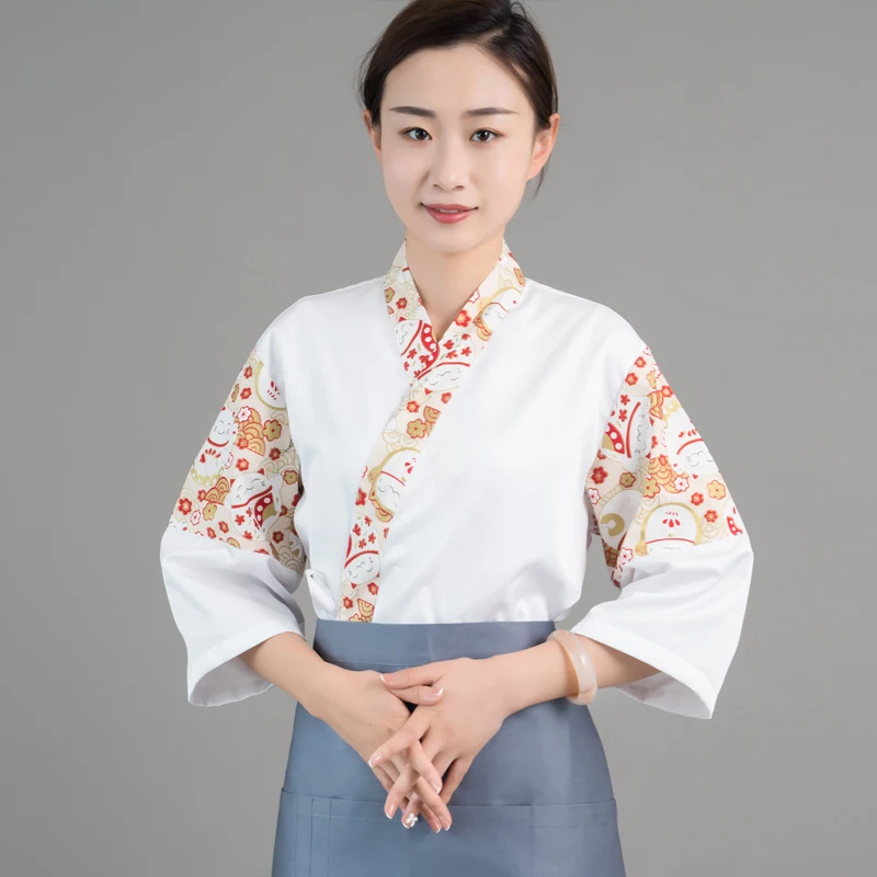 Japan Stil Lebensmittel Service Küche Uniformen Koreanische Restaurant Kochen Anzug Weibliche Chef Kostüm Tee Haus Frauen Kellner Arbeit Kleidung