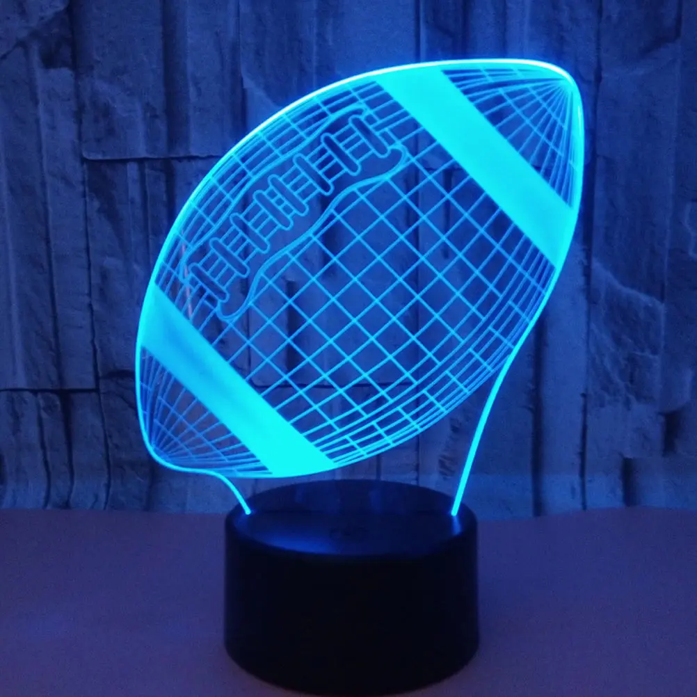 1Set Led Small Table Lamp 3D Rugby Lighting Effect Change Night Light For Bedroom Desktop Decor Party Indoor Use