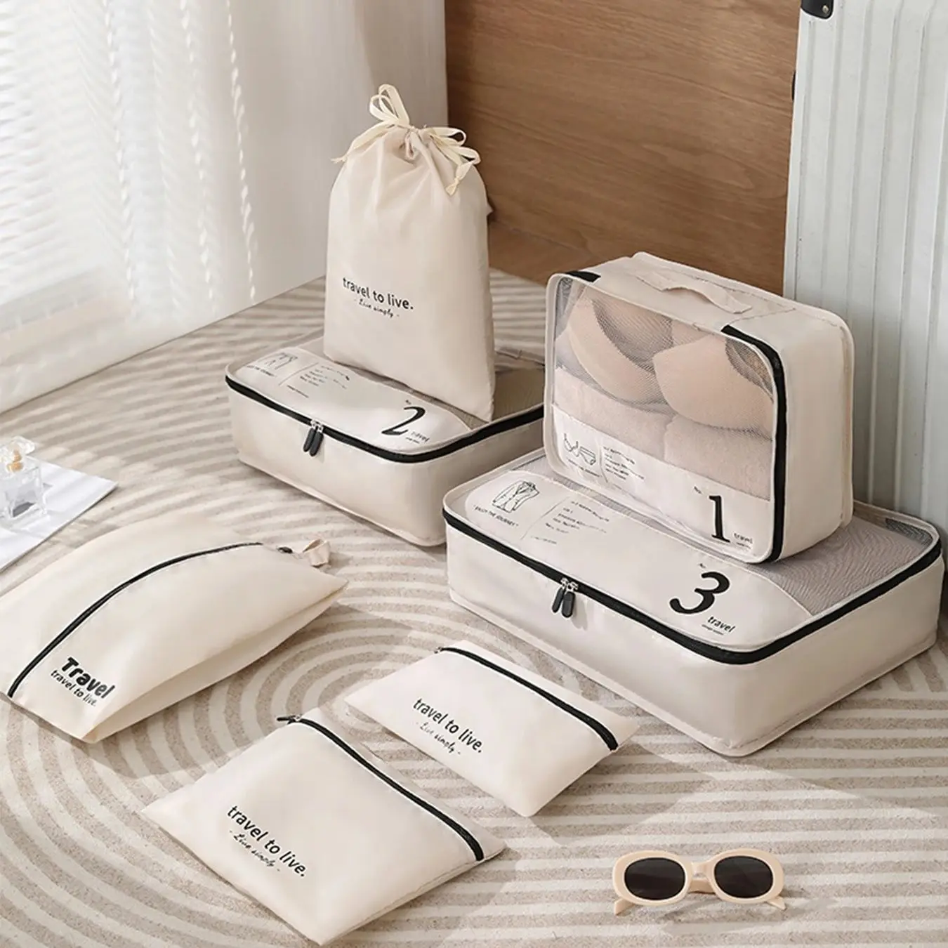 Seven-piece Travel Storage Bag Travel Thickened Suitcase Clothing Classification Storage Bag 7-piece Set