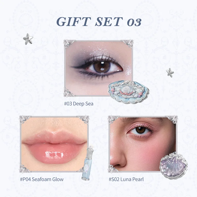 Flower Knows Shell's Jewel Collection 메이크업 선물 세트에는 아이섀도우+립글레이즈+블러셔가 포함되어 있습니다.