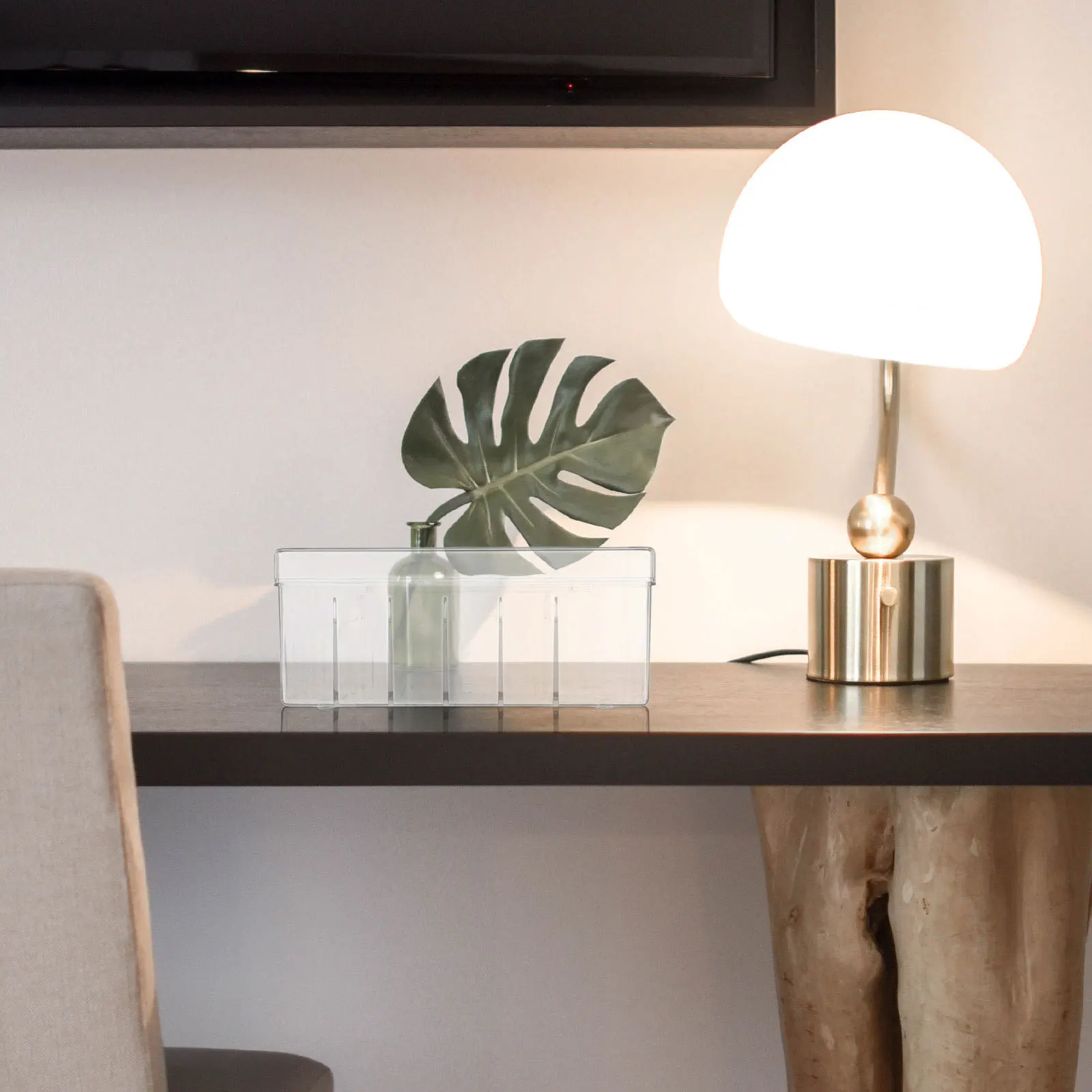 

Clear Card Organizer Box Flip Lid Compact Desktop Holder Business Card Storage Greeting Cards Office Desk Storage Organizer