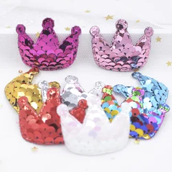 16Pcs Paillette Padded Patches Cartoon Crown Appliques for Cake Decorative Girls Happy Birthday Party Magical Dessert Decor