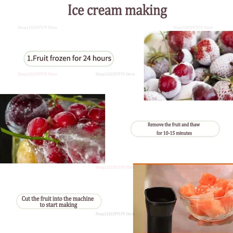 ماكينة صنع الآيس كريم المنزلية المحمولة الأوتوماتيكية بالكامل، حلوى فواكه مجمدة صغيرة مدمجة، عصير، زبادي، شاكر، تشغيل بنقرة واحدة