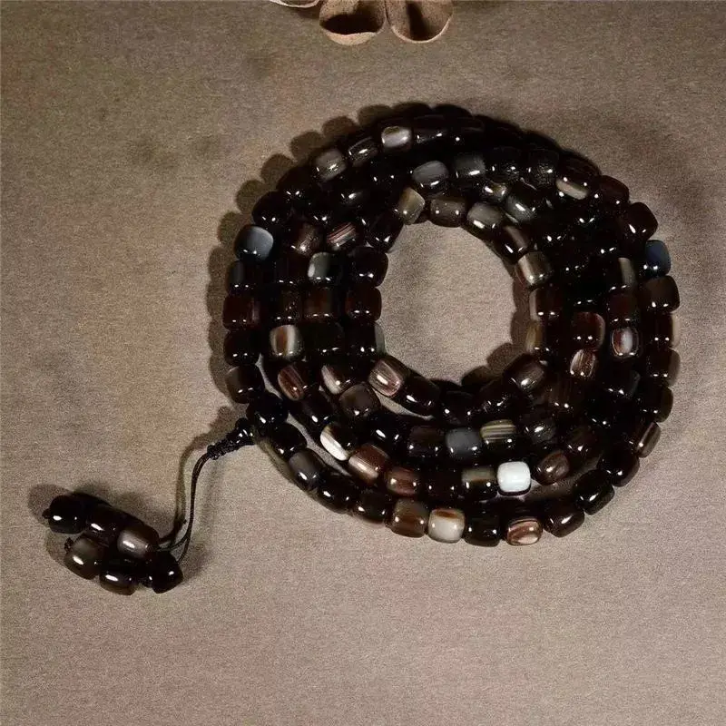 Tibetan-style natural old yak horn 108-bead Buddhist bracelet, hand-beaded necklace, vintage gift