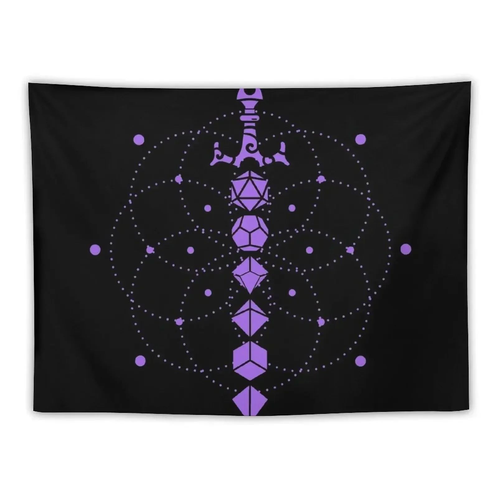 Purple Magical Dice Sword Tabletop RPG Gaming Tapestry Room Ornaments Custom Cute Room Things Tapestry