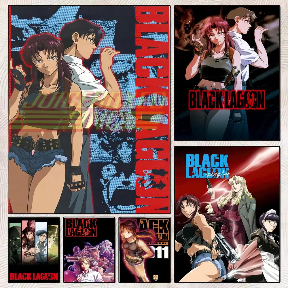 Anime B-Black Lagoon Painting Calligraphy Stylish Canvas Poster Wall Art for Living Room Bedroom Office Home Decor