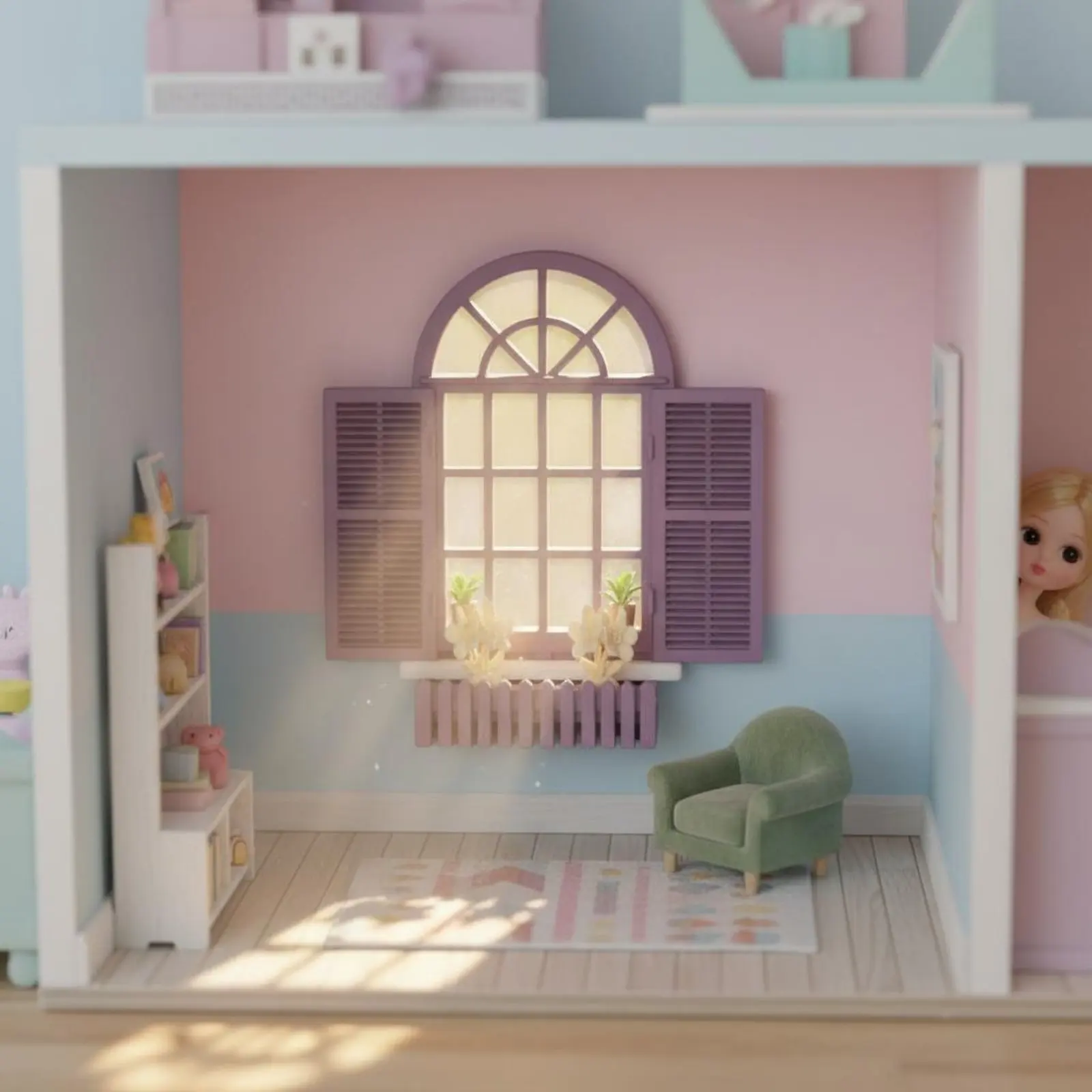 Dollhouse Window Model Detailed Frame 1:12 Scale Window Decoration Easy to Install Lightweight