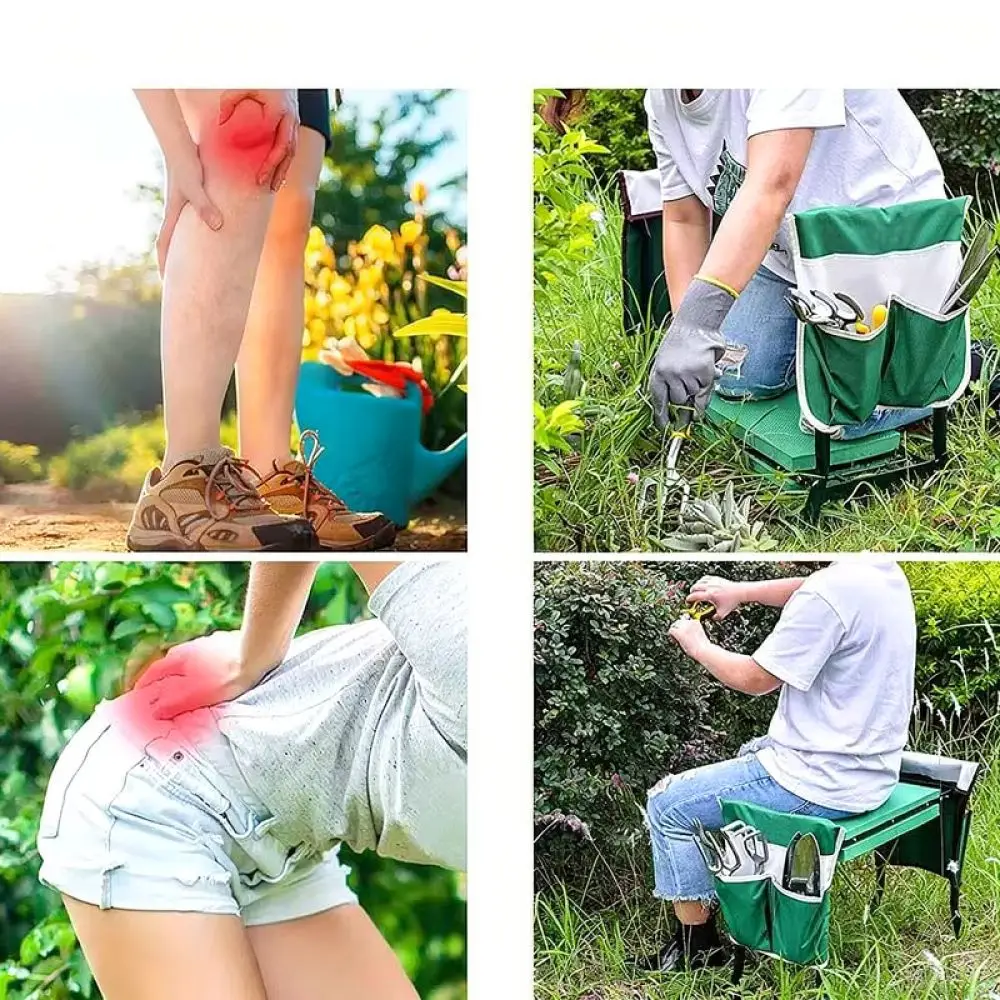 Foldable Garden Kneeling Stool With Storage Bag Bench For Planting Weeding Yard Work Outdoor Gardening Protection Gear