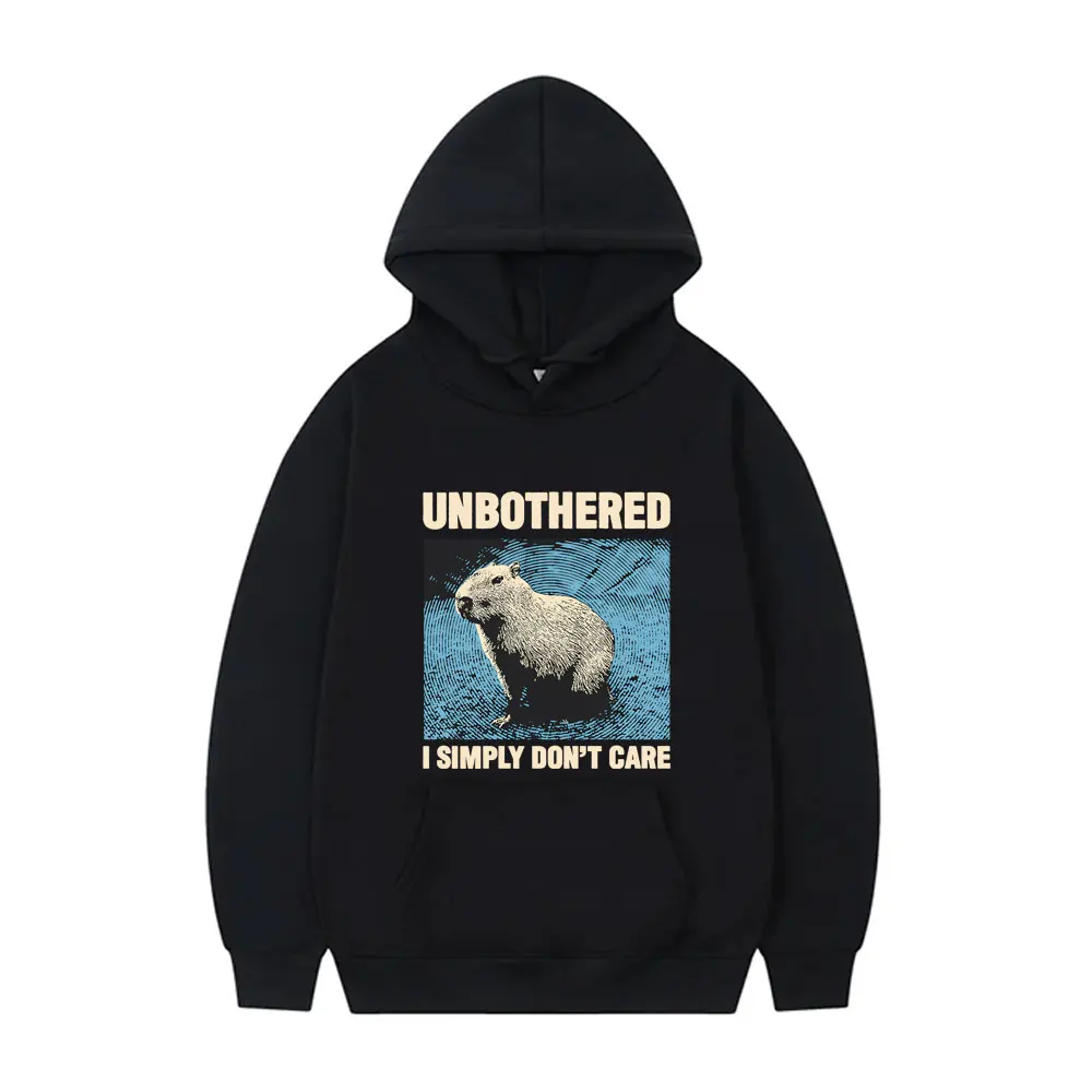 

Unbothered I Simply Don't Care Hoodie Cute Funny Meme Capybara Graphic Sweatshirt Men Women's Fashion Casual Oversized Hoodies