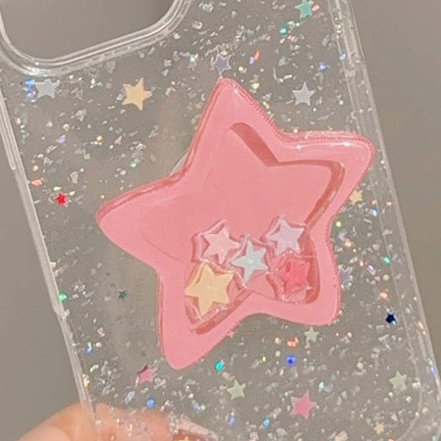 Leggio per agitazione a stella rosa adatto per allungamento del guscio adesivo posteriore pieghevole, airbag trasparente con colla a goccia, piccolo e fresco