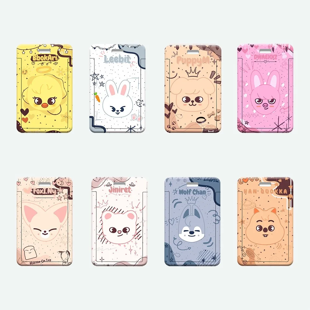Porta Tarjetas Acrílico con Imagen de Dibujos Animados Kpop SKZOO, Hyunjin, Felix, LeeKnow, Han, BangChan, I.N, ChangBin, Colgante Decorativo para Tarjetas Pequeñas