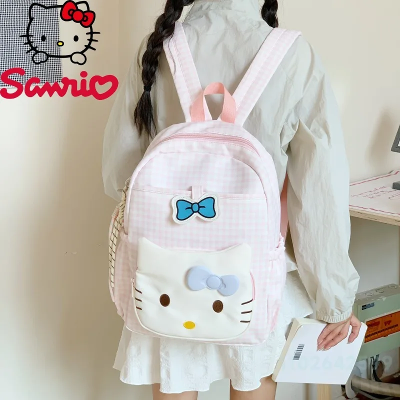 HelloKitty New Women's Backpack Fashion High Quality 2-piece Set Storage Bag Cartoon Versatile Multi Functional Student Backpack