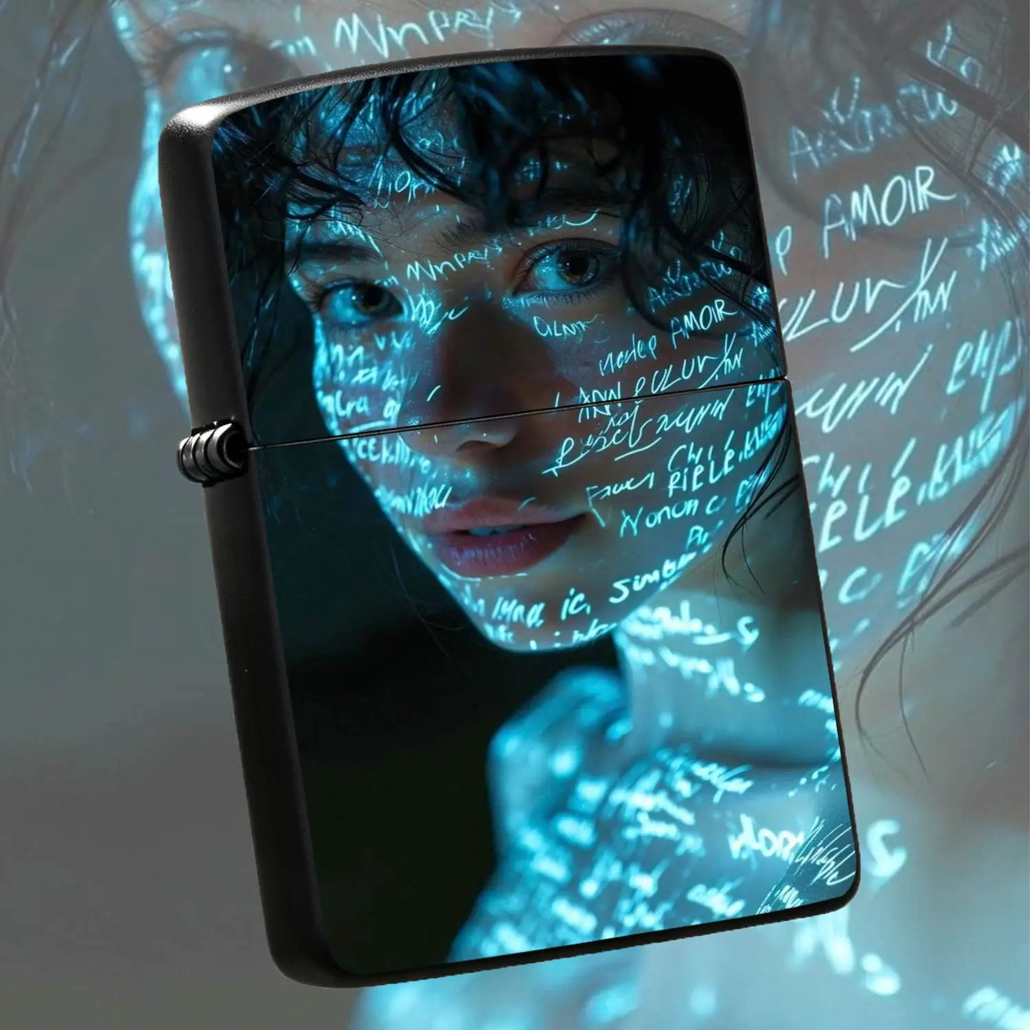 Creative Handwritten Text Projection Portrait Themed Lighter, Suitable For Daily Gathering, Outdoor Trip, Home Use And All Scenarios, Delicate Stylish Portable Practical Artistic Present For Yourself Or Friends A Humorous And Interesting Li