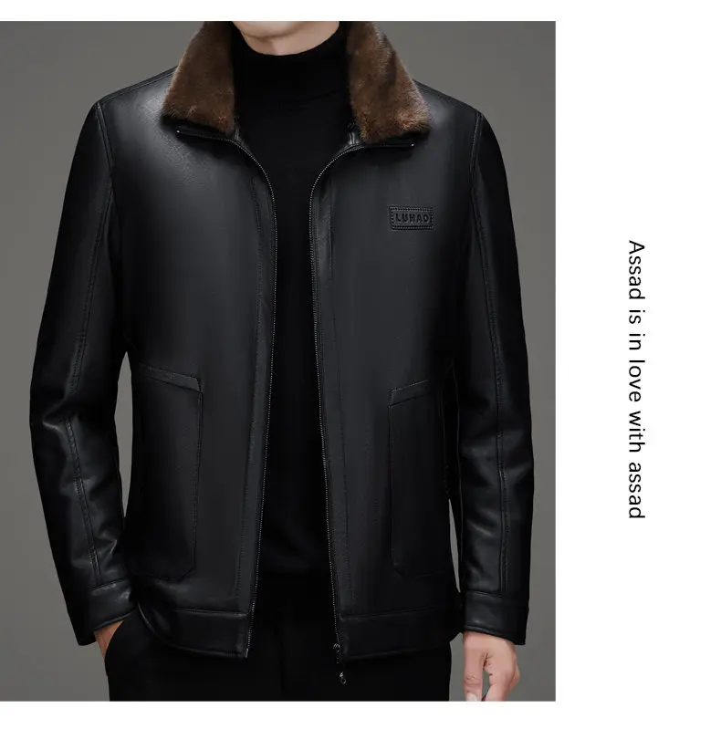 Hohe Qualität männer Casual Faux Leder Ente Unten Jacken Winter Streetwear Warme Puffer Mäntel Verdicken Pelz Kragen Tops Unten Parkas – Detail 11